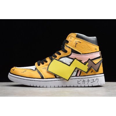 Nike Air Jordan 1 Aj1 Mid Diy Pikachu Custom Sarı Basketbol Ayakkabısı Türkiye - 1N2SNE63